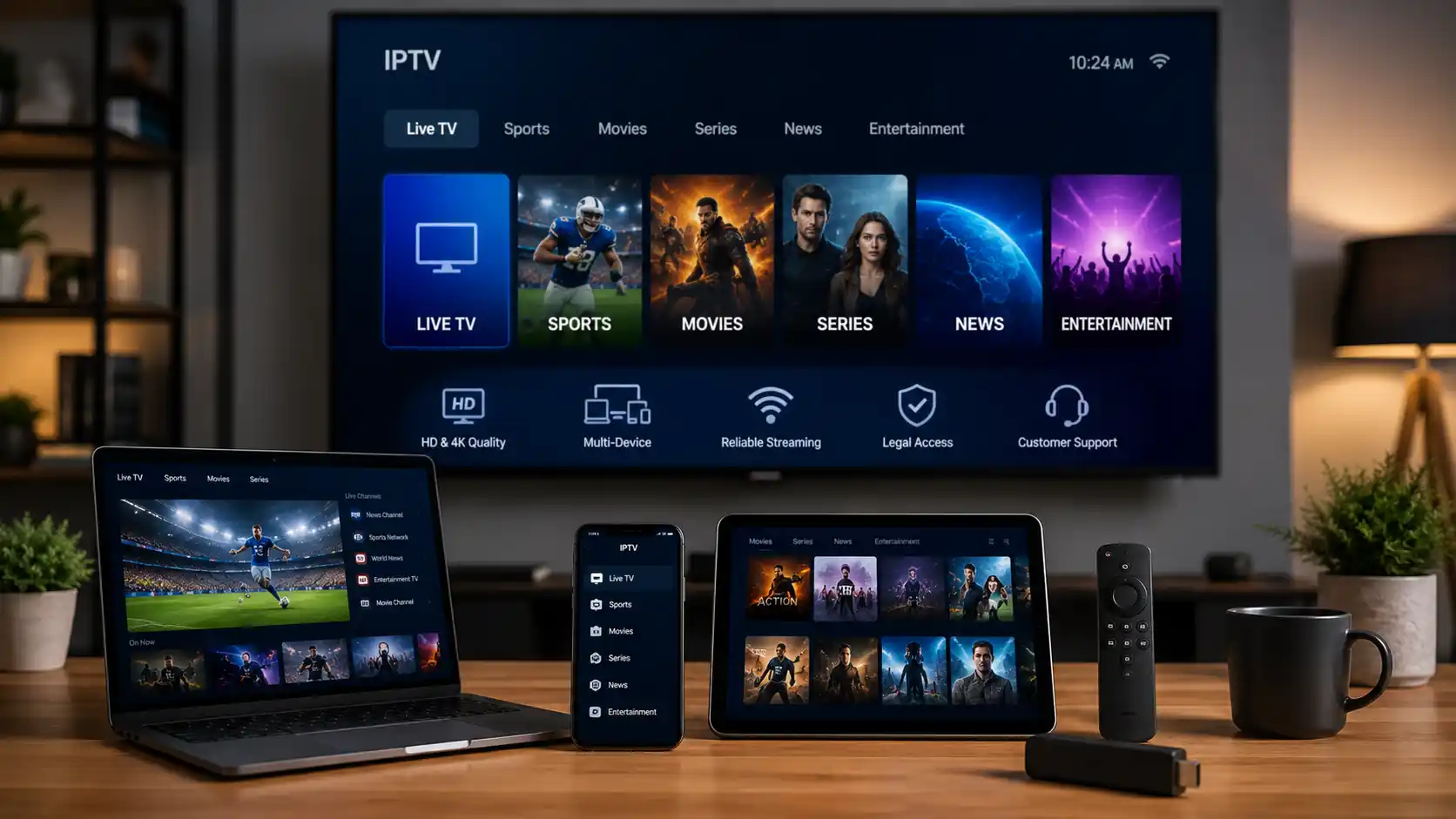 IPTV USA streaming guide on Firestick, Smart TV, mobile, tablet and laptop