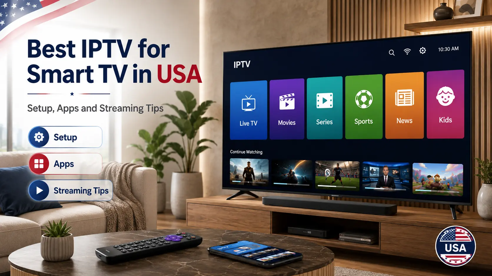 Best IPTV for Smart TV in USA with IPTVcrowds for live TV sports movies series and news on compatible smart televisions