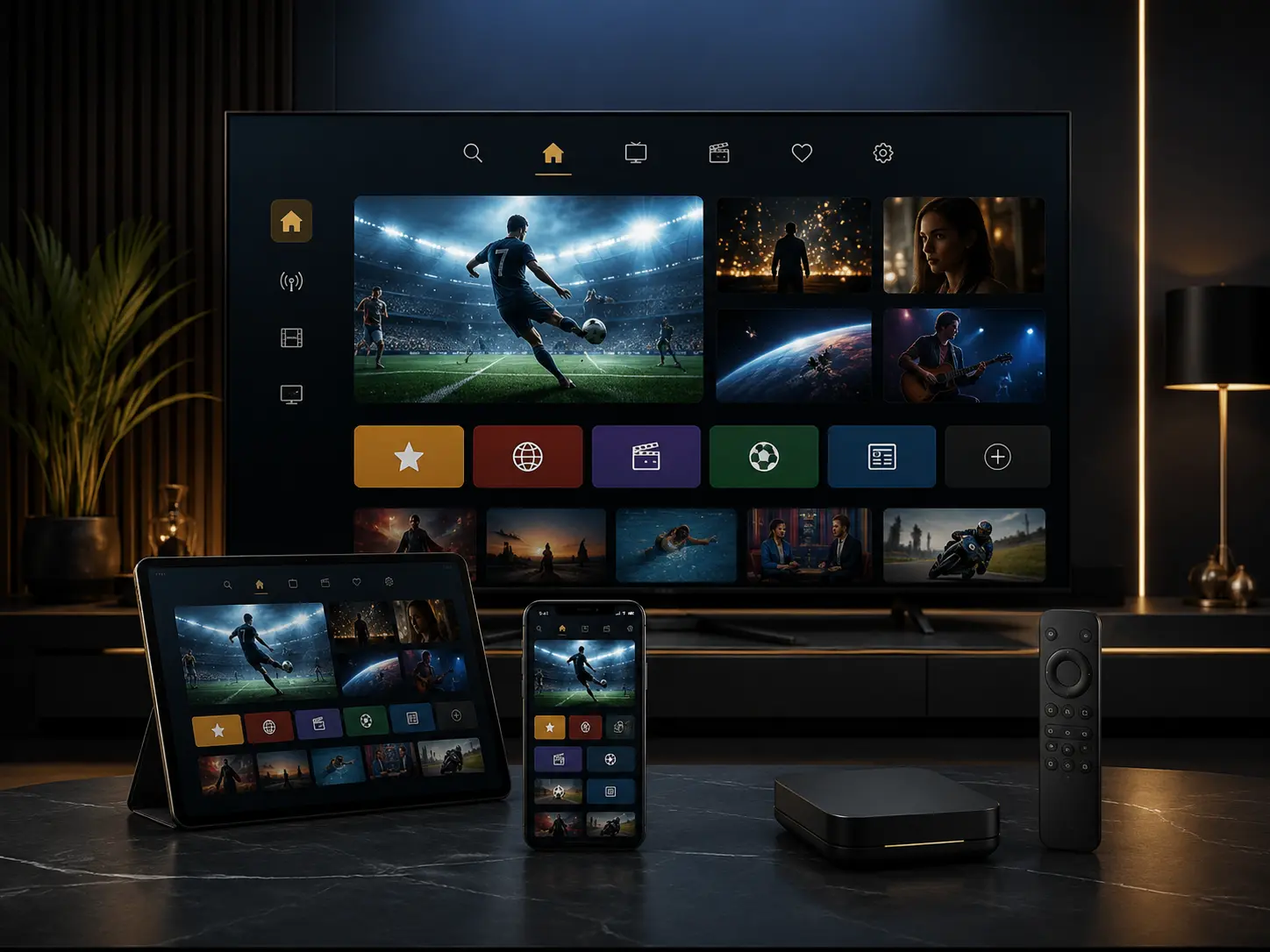 Watch IPTV on Firestick, Smart TV, Android TV, mobile, tablet and streaming devices